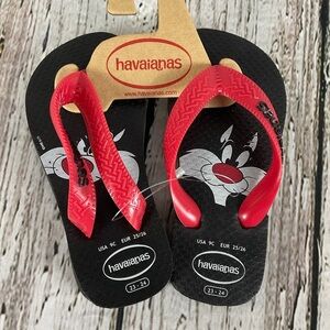 Havaianas Sylvester Cat Looney Tunes Sandels Flip Flops Toddler Child Size 9